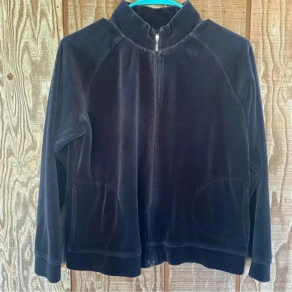 Vintage Talbots Petites Velour Zip Up Sweatshirt 🌚 - Picture 1 of 3